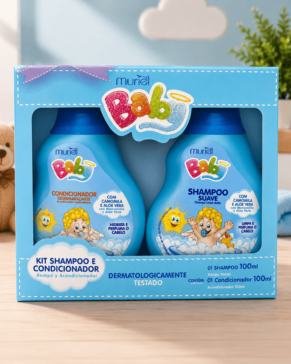 Kit Shampoo e Condicionador Muriel Baby com Camomila e Aloe Vera